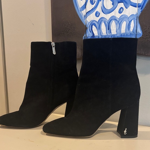 Sam Edelman Shoes - Chic Black Suede Heeled Boots Sam Edelman